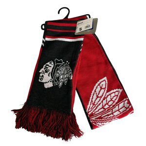 Chicago Blackhawks Reversible Scarf Knit Winter Neck NEW NHL Spellout Split Logo